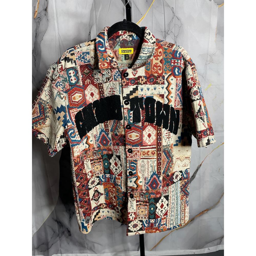 Chinatown Patchwork Camp Shirt Size Medium